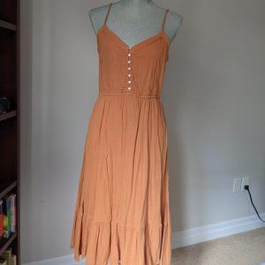 Boho beachy dress from Aerie - rusty tan orange colour